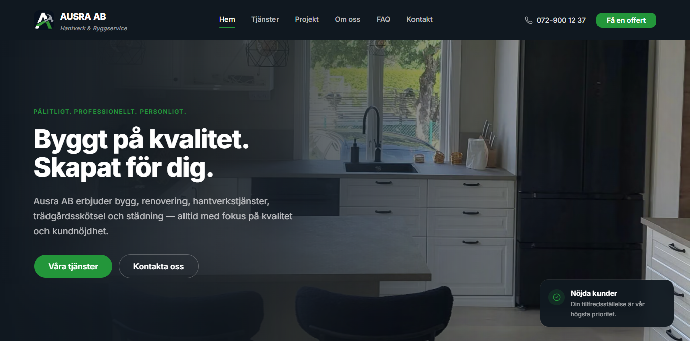 Startsidan för Ausra AB